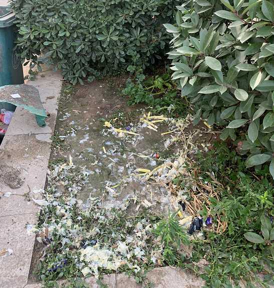 漢中一小區(qū)樓下果蔬超市亂扔果皮菜葉，影響居住環(huán)境