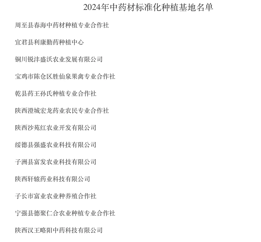 全省中藥材良種繁育基地！漢臺(tái)一企業(yè)入選！